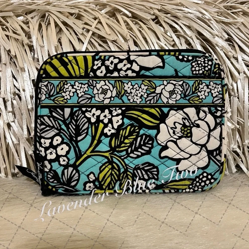 VERA BRADLEY Island Blooms 2012 Tech Case Black Turquoise Green Hawaiian Y2K